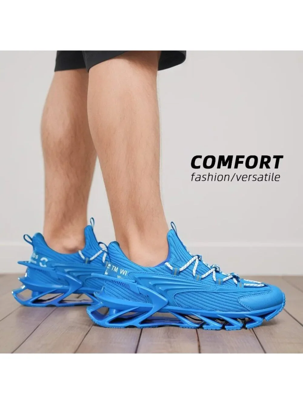 Men's Blue Walking Shoes Casual Fashion Lace Up Blade Tennis Running Sneakers